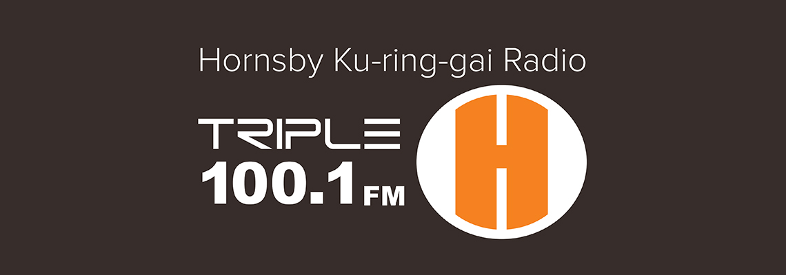 An image with the texts: Hornsby Ku-ring-gai Raidio Triple H 100.1 FM